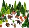 48pcs Animal Trees, Ho Scale Bushes with Animals Figures, Plastic Trees for Projects